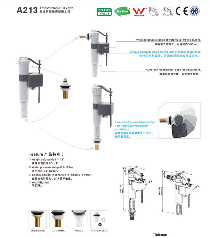  Adjustable Fill Valve for most water tank