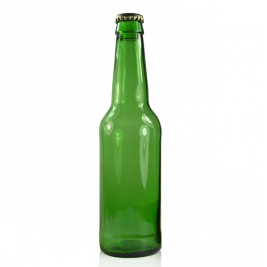 330mlの丸い形の緑のビールのボトル
