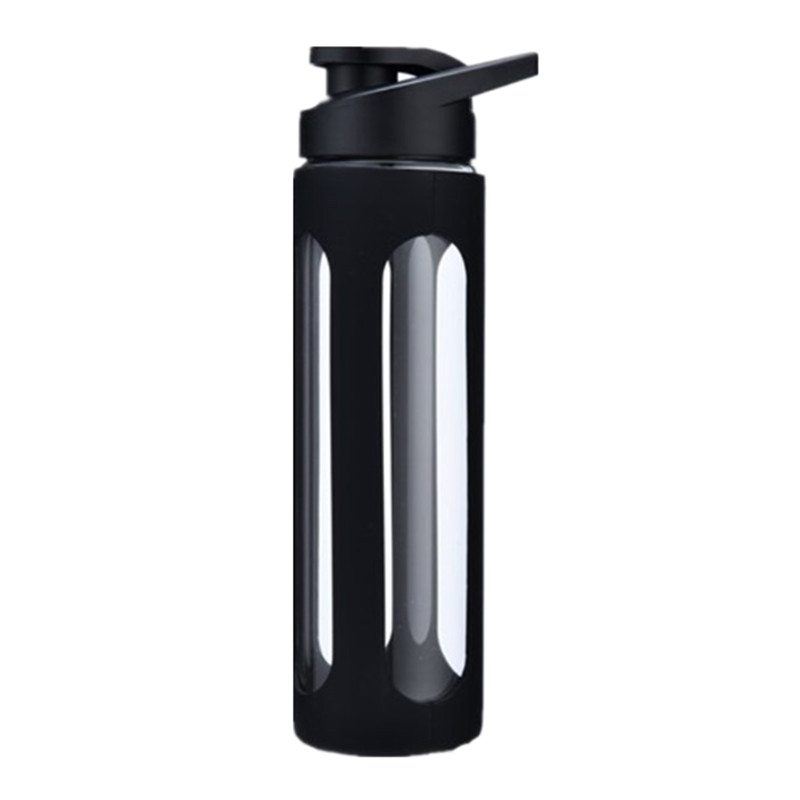 シリコーンの携帯用ホウケイ酸ガラススポーツ水の瓶