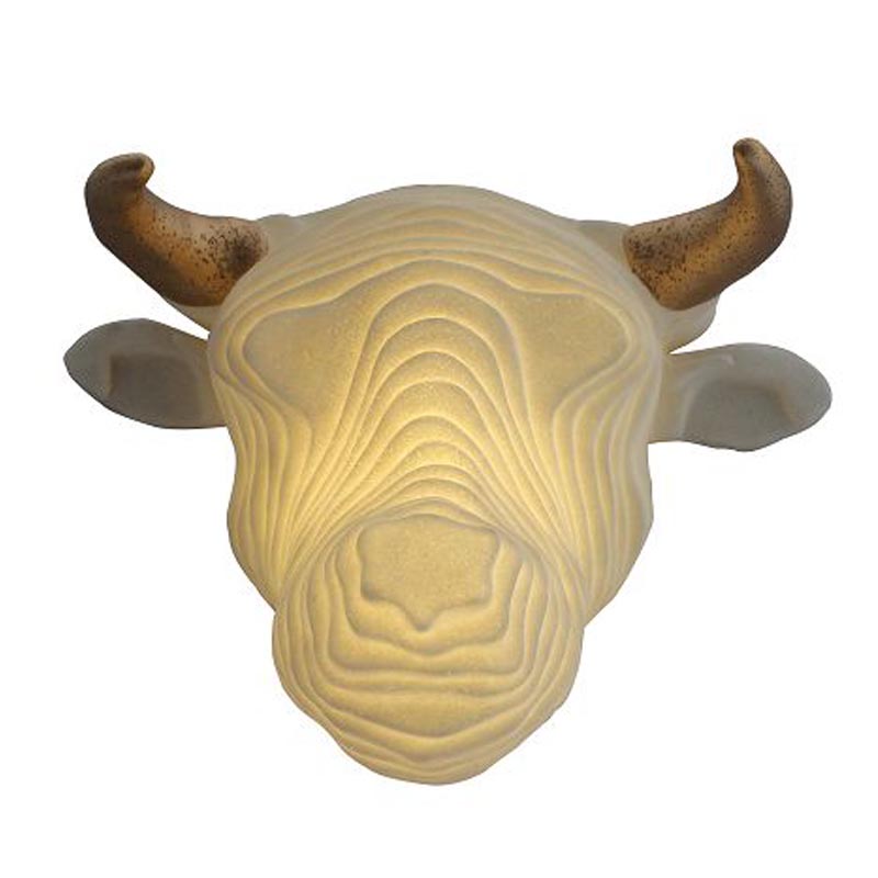 彫刻軽量動物ヘッドライトヘッドの装飾的な照明器具牛ヘッドウォール 