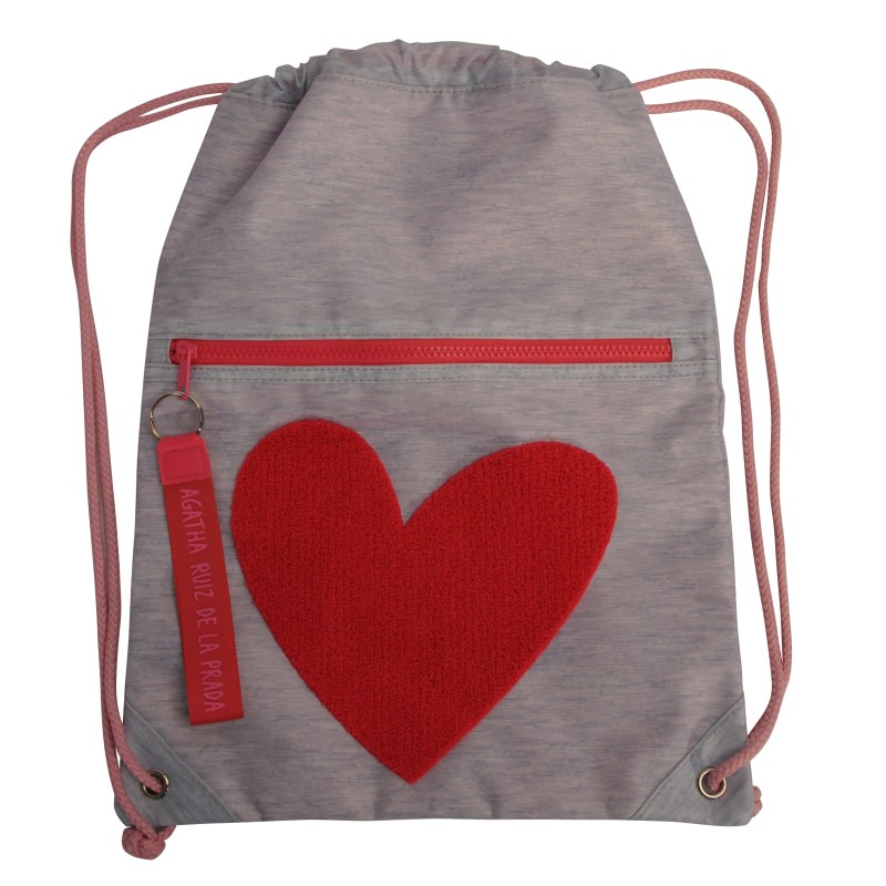 OEM DrawString Backpack |女性の男性の子供たちのためのリバーシブルスポーツジムバッグ| ..ハート型の刺繍の屋外デイパック