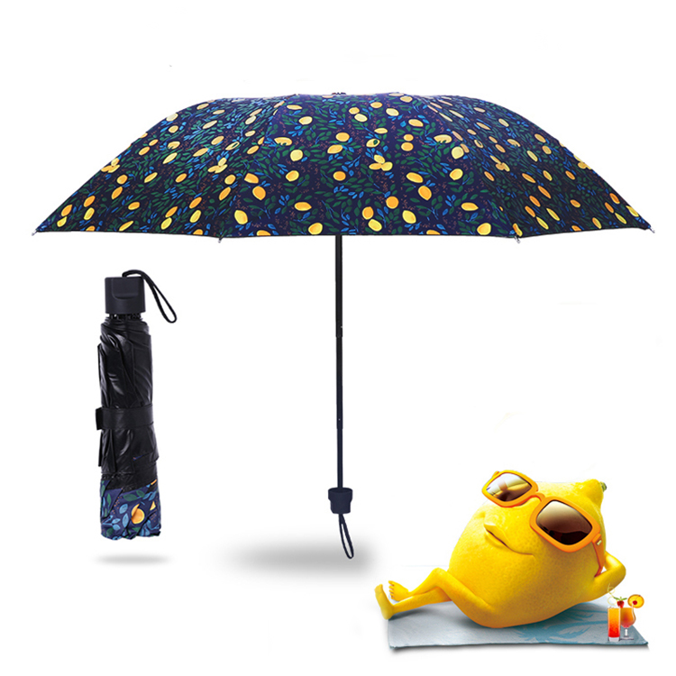レモン3倍手動プリント折りたたみ傘