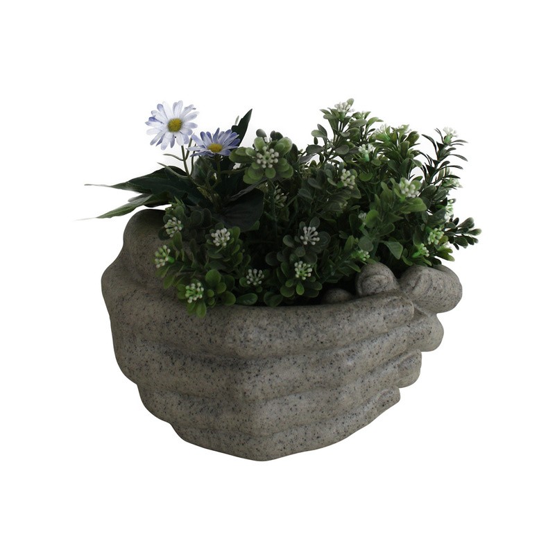 OEM＆ODMガーデンの装飾砂岩の手作りの手の形の植木鉢