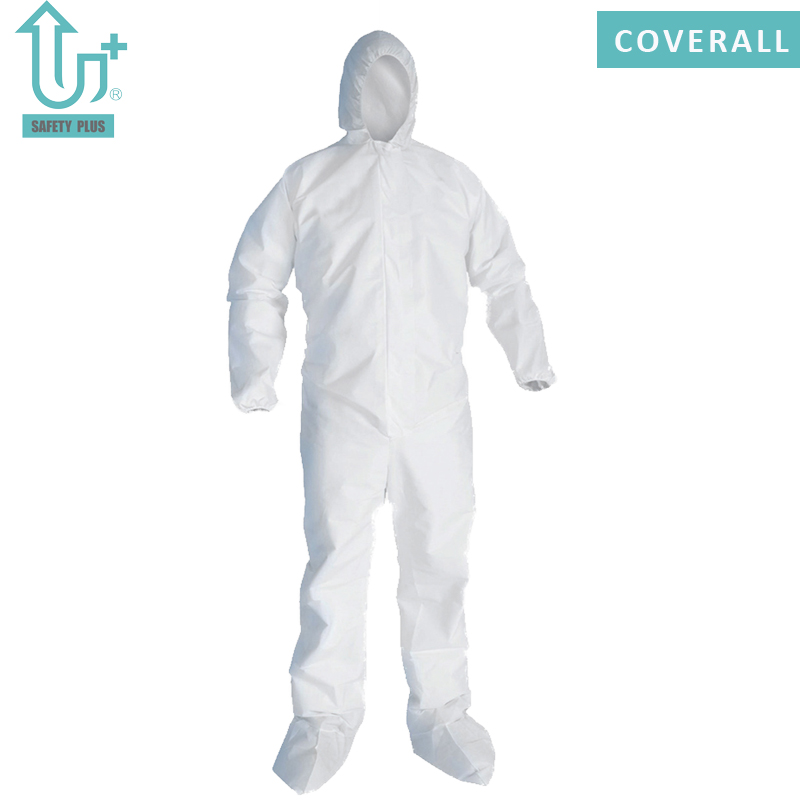 タイプ 5/6 微多孔性 60 〜 80 グラム不織布使い捨てつなぎ服産業用安全服化学全体保護スーツ