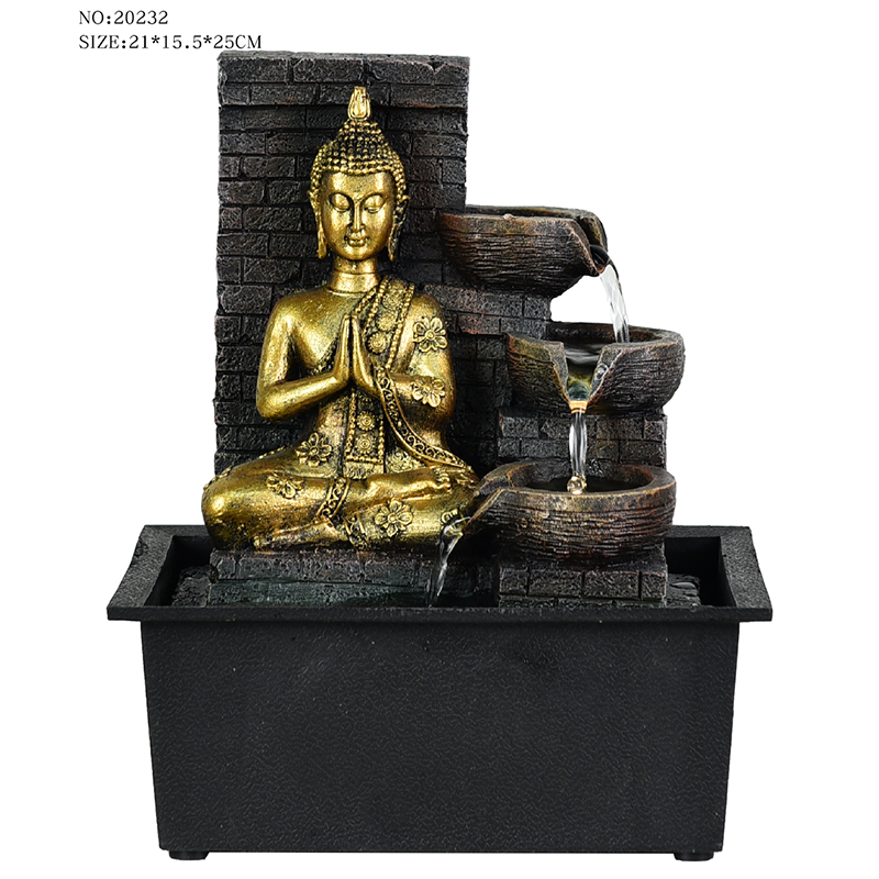 さまざまなスタイルの非常に素敵な樹脂製卓上宗教仏陀噴水屋内装飾用販売