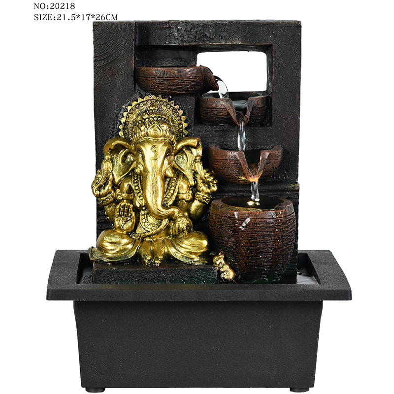 卸売さまざまなスタイルの天然石樹脂卓上宗教仏噴水屋内装飾用