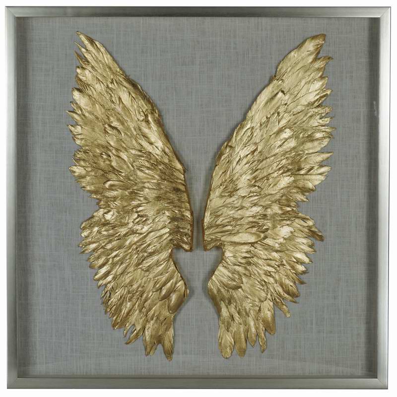 家の装飾ウォールアート 3D シャドーボックスフェザー天使の羽 36247