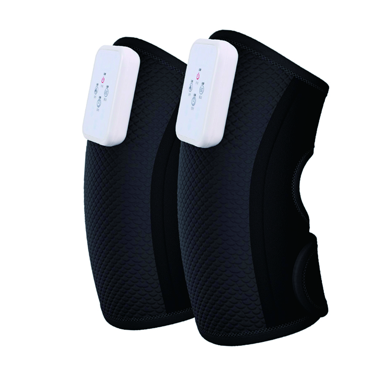 新スタイルのコードレス炭素繊維加熱振動洗えるジョイントサポートダブル包帯膝マッサージャースポーツ膝スリーブ